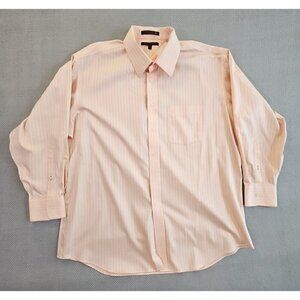 Tommy Hilfiger Dress Shirt Men's 17 1/2 32-33 XL Peach Herringbone Long Sleeve